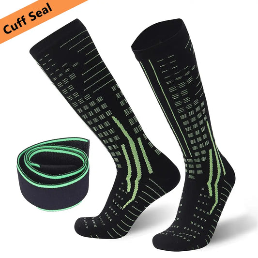 knee high waterproof socks with cuff seal belts