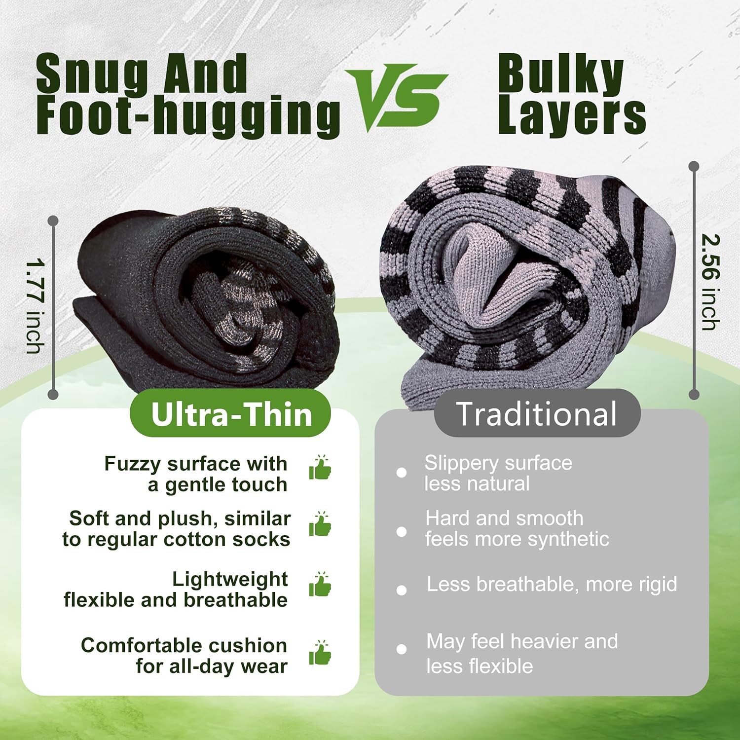 RANDY SUN 2.82oz Ultra Thin Breathable Waterproof Socks Mid Calf Quick Dry RS321