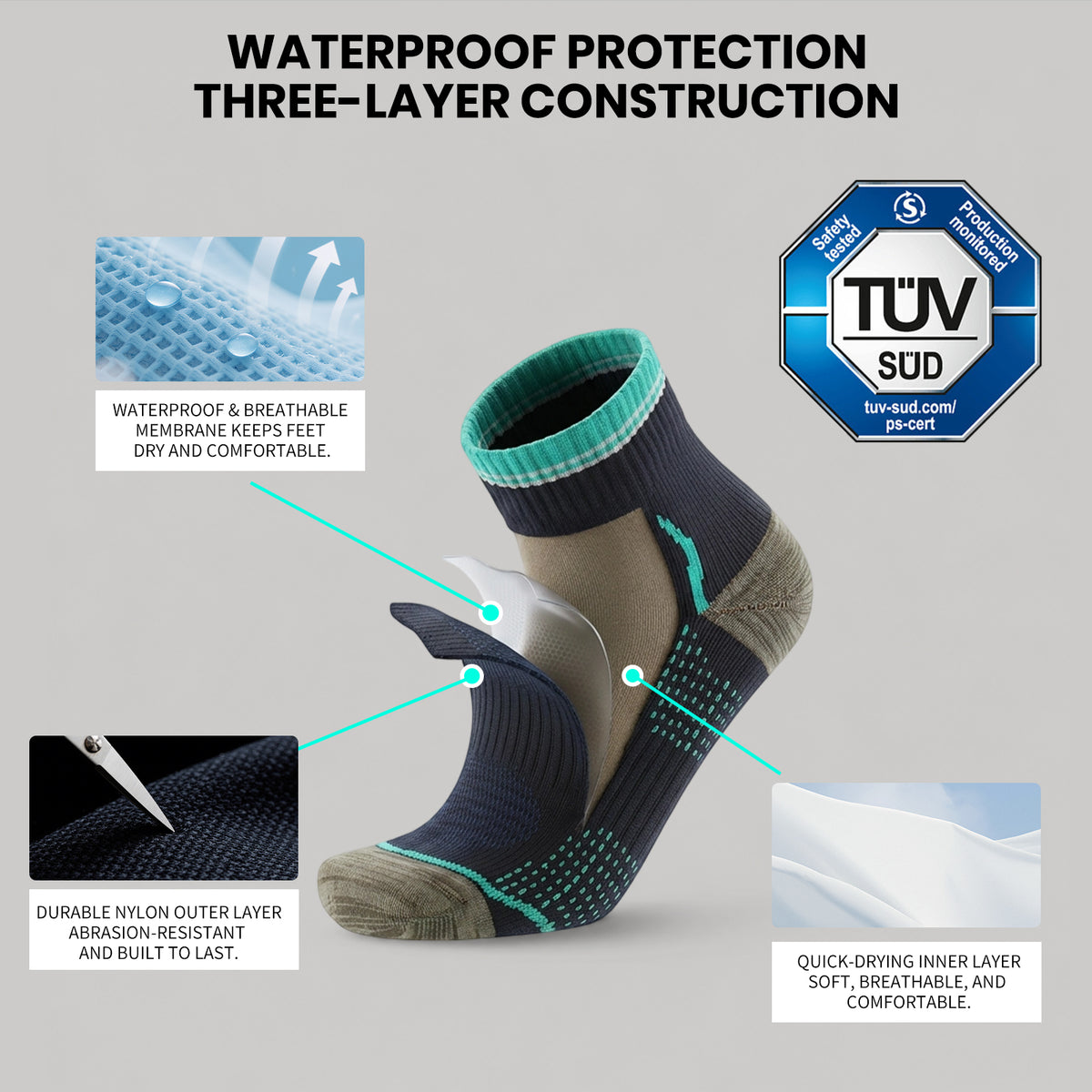 RANDY SUN Breathable Waterproof Socks Ankle RS272