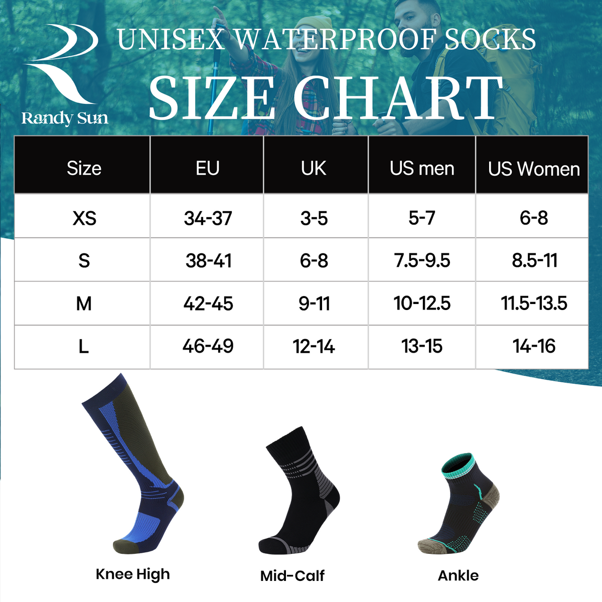 RANDY SUN Merino Wool Waterproof Socks RS340