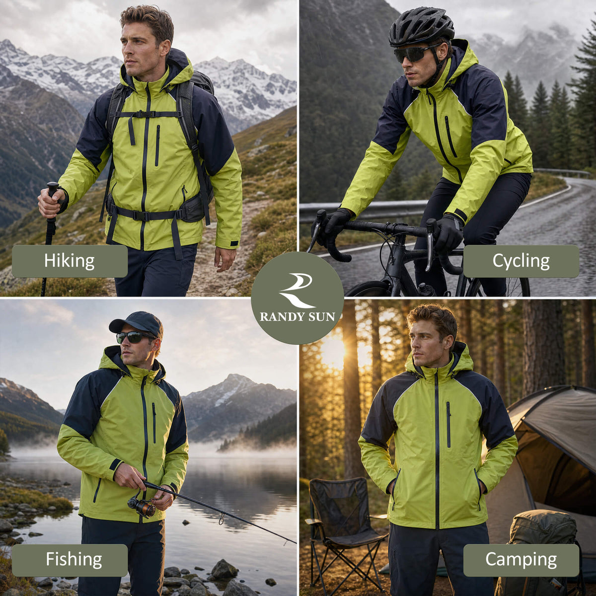 RANDY SUN Reflective Breathable Waterproof Jackets