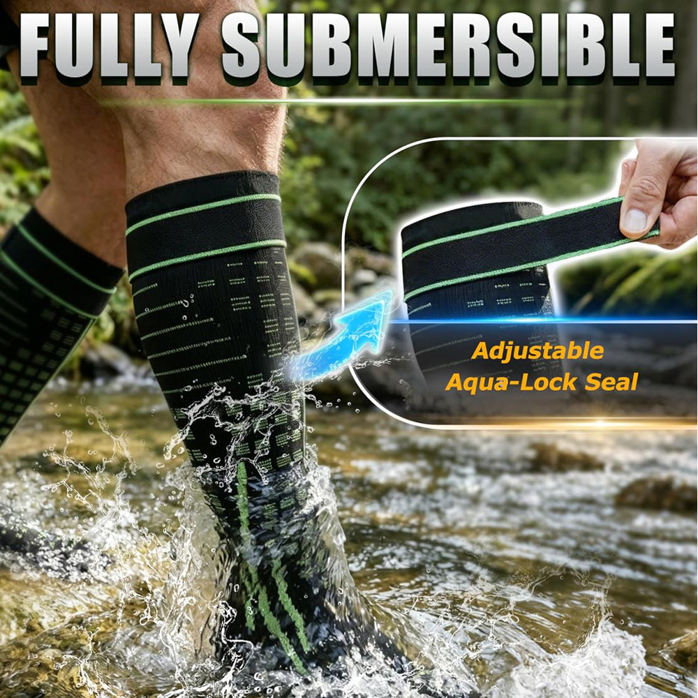 RANDY SUN Merino Wool Knee High Waterproof Socks With Water Stop Seal Belts RS249