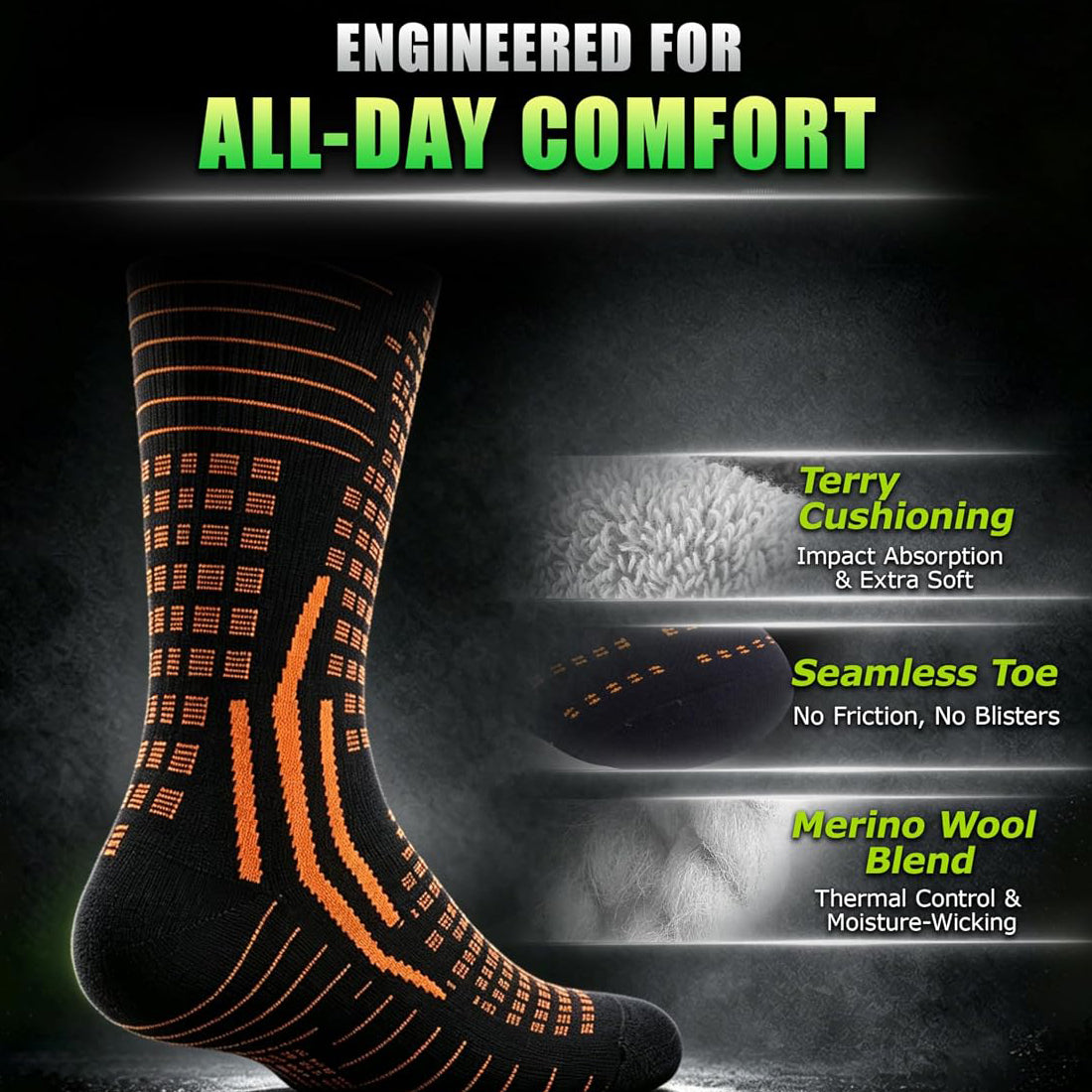 RANDY SUN Merino Wool Knee High Waterproof Socks With Water Stop Seal Belts RS250