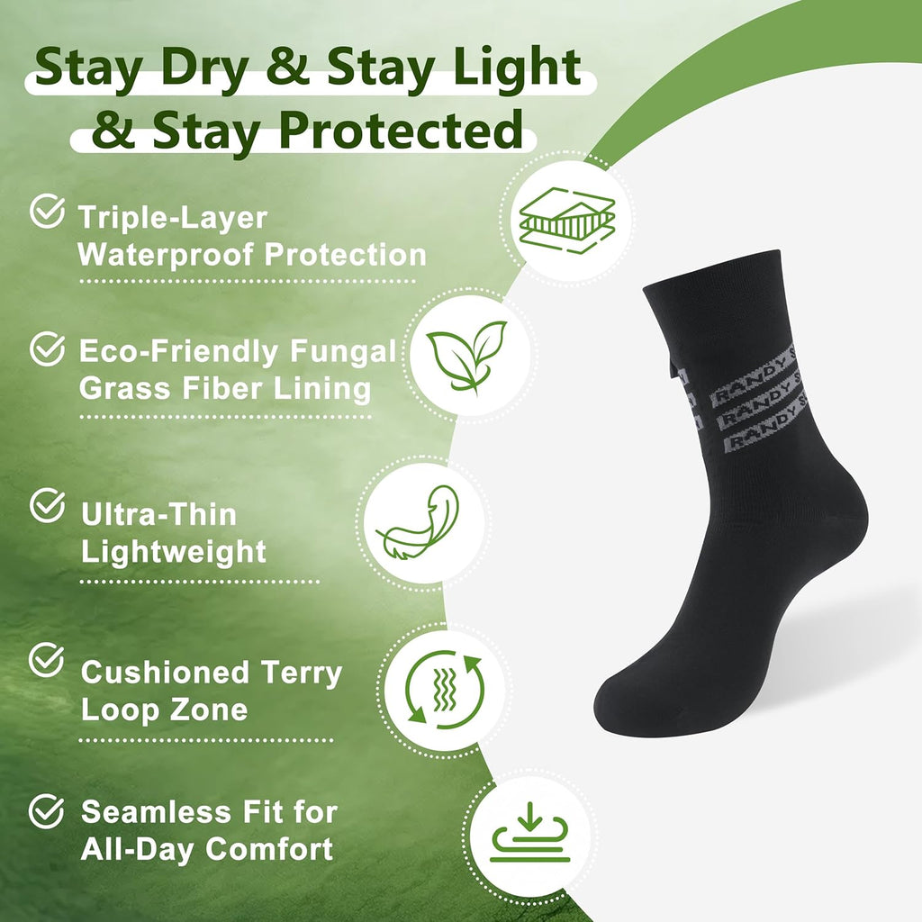 RANDY SUN 2.82oz Ultra Thin Breathable Waterproof Socks Mid Calf Quick Dry RS324