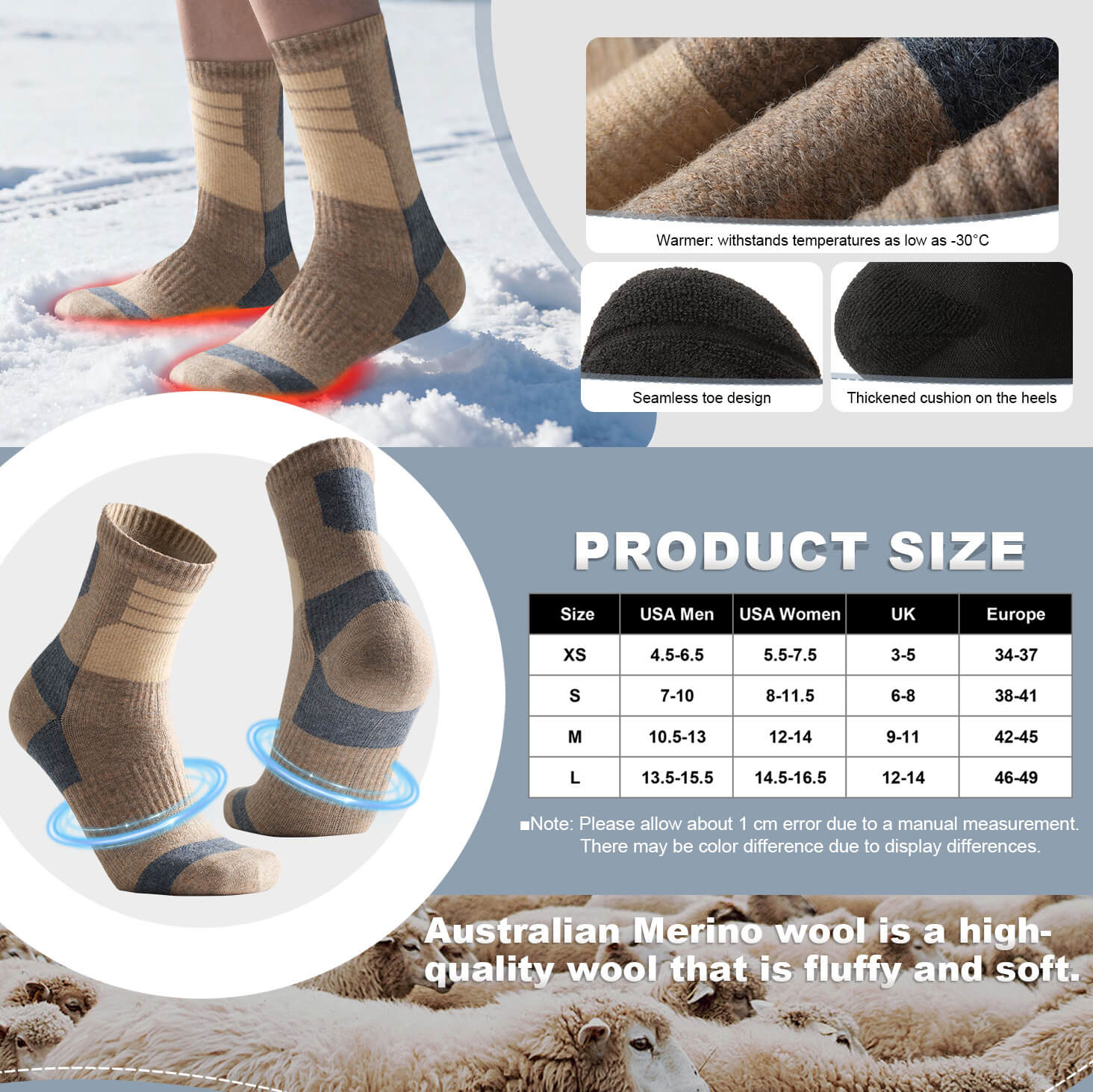 RANDY SUN Merino Wool Waterproof Socks RS331