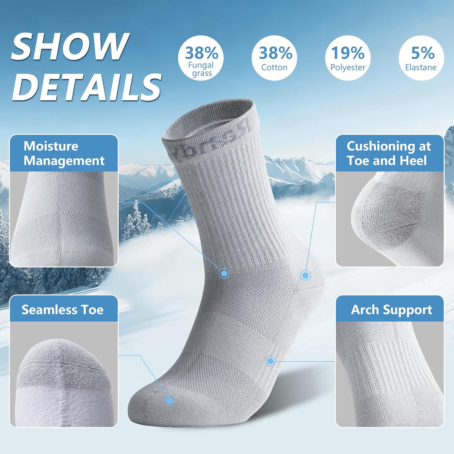 RANDY SUN Waterproof Breathable Socks Mid Calf RS341