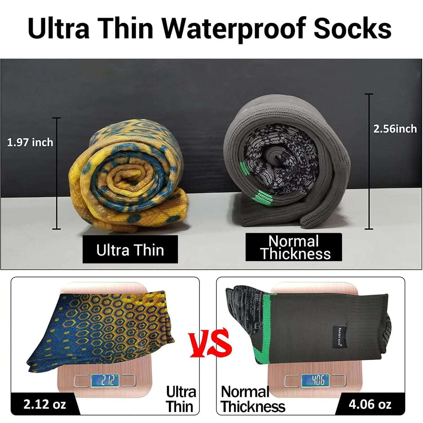2.12oz waterproof socks