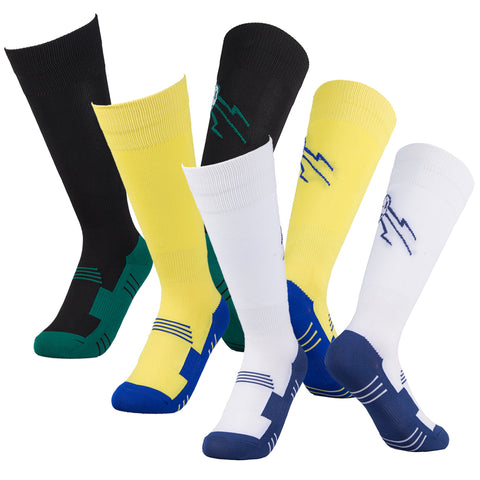 3 pairs black yellow white soccer socks