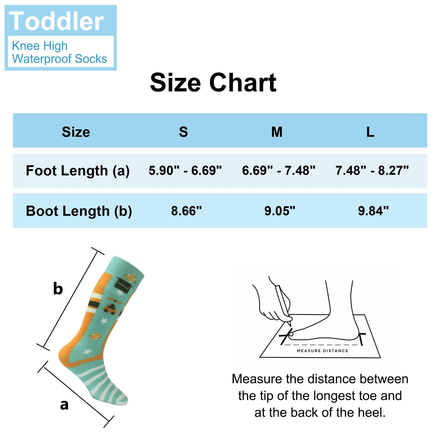 kids waterproof socks size chart